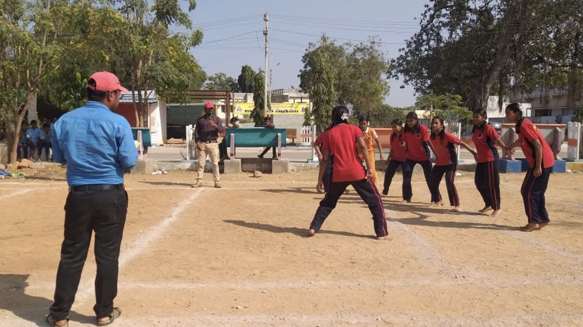 Basketball Match on Outdoor Court