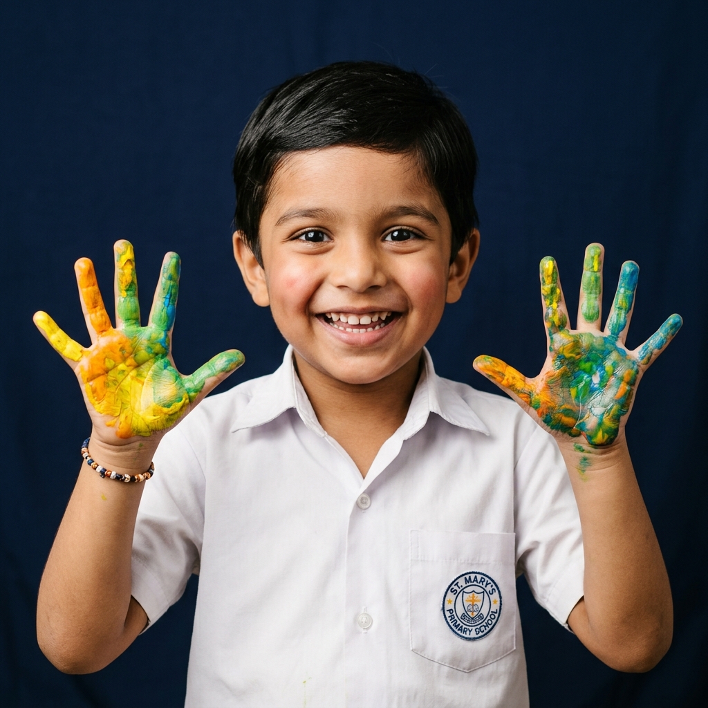 Boy with Painted Hands